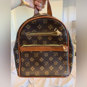 Brown and Gold Monogram Backpack